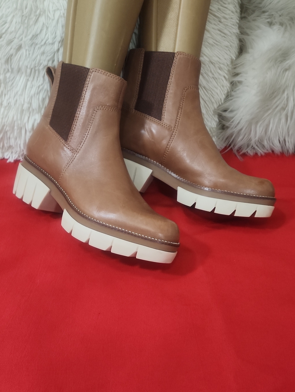 Bernardo Brown Chelsea Boot with White Lug Sole